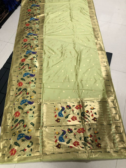 Pure Kanchivaram Paithani Silk Saree with Regal Zari Weaves