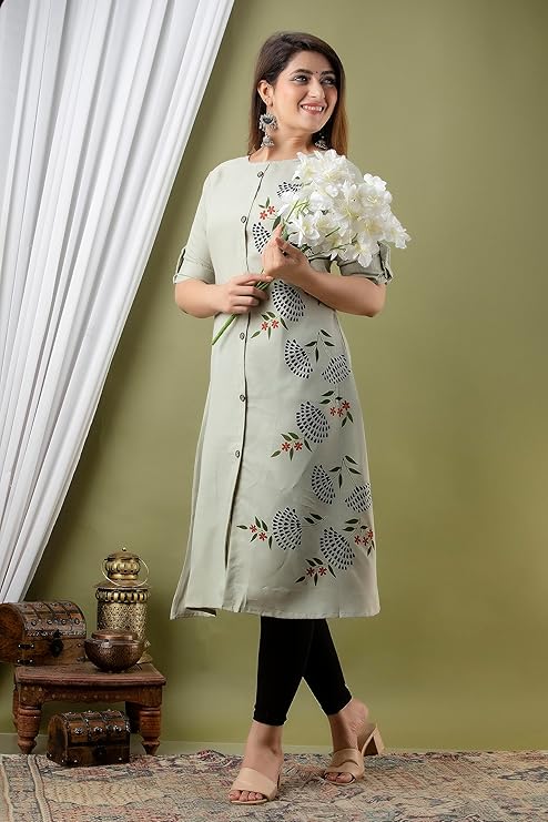 Florance Exclusive Slub Cotton Digital Printed Fully Stitched Aline Kurta For Women & Girls