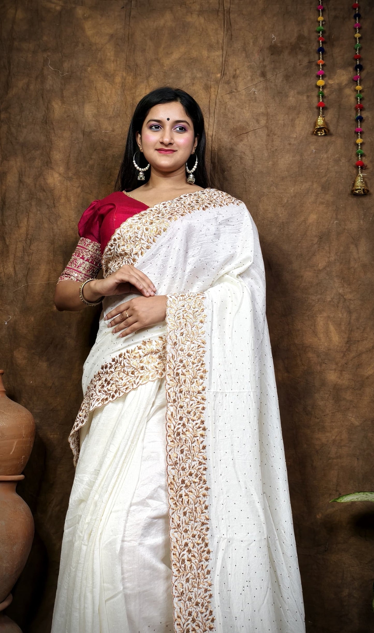 Premium Pure Vichitra Silk Saree with Heavy Zari Work Blouse