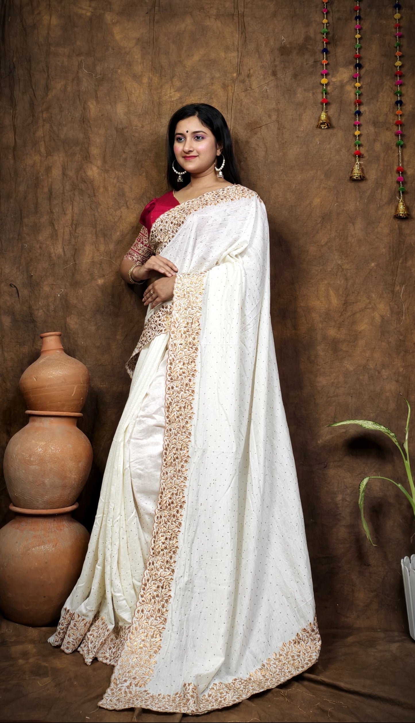 Premium Pure Vichitra Silk Saree with Heavy Zari Work Blouse