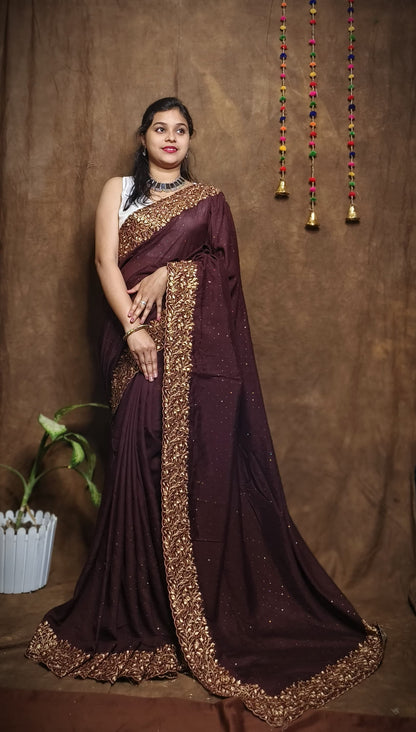 Premium Pure Vichitra Silk Saree with Heavy Zari Work Blouse