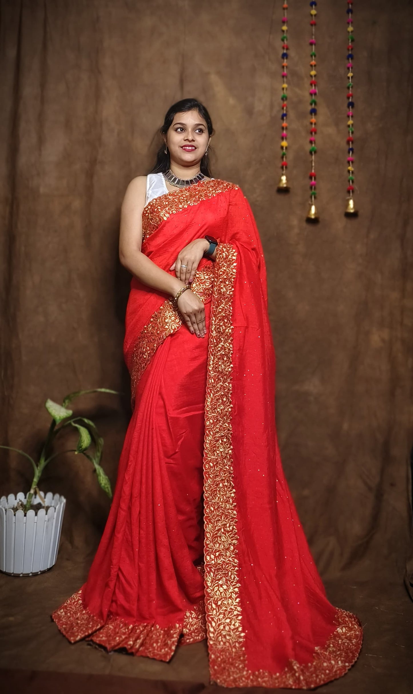 Premium Pure Vichitra Silk Saree with Heavy Zari Work Blouse