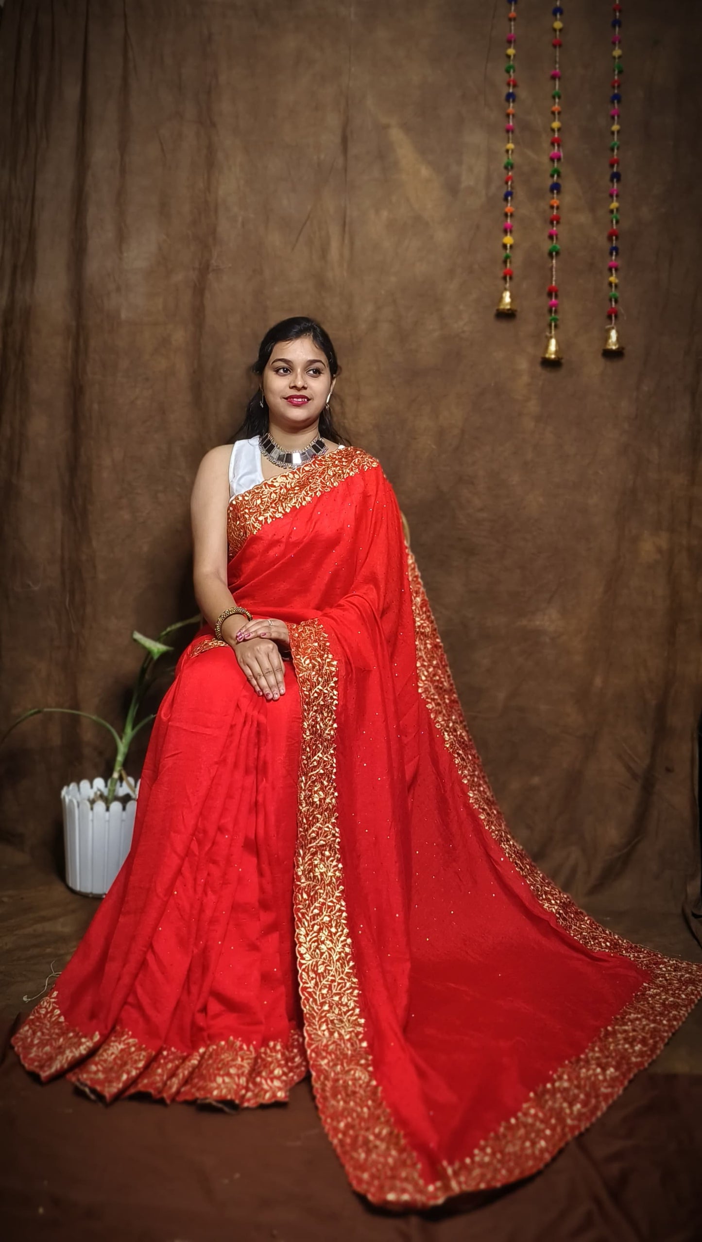 Premium Pure Vichitra Silk Saree with Heavy Zari Work Blouse