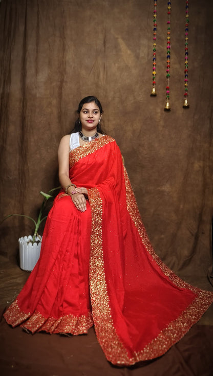 Premium Pure Vichitra Silk Saree with Heavy Zari Work Blouse