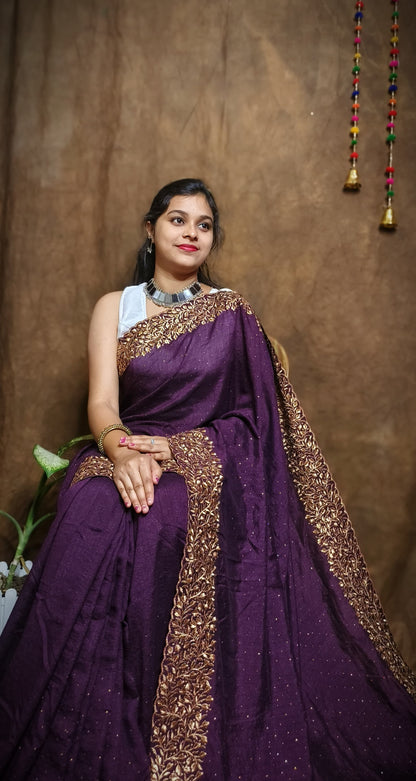 Premium Pure Vichitra Silk Saree with Heavy Zari Work Blouse