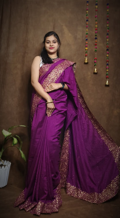 Premium Pure Vichitra Silk Saree with Heavy Zari Work Blouse