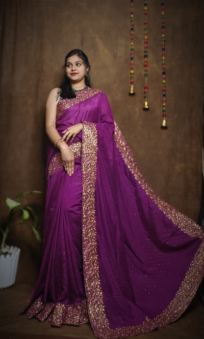 Premium Pure Vichitra Silk Saree with Heavy Zari Work Blouse