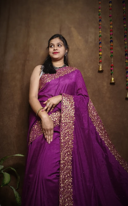 Premium Pure Vichitra Silk Saree with Heavy Zari Work Blouse