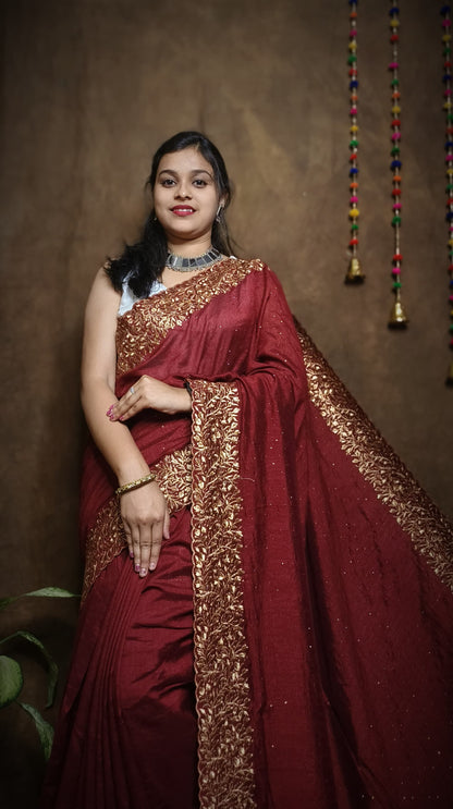 Premium Pure Vichitra Silk Saree with Heavy Zari Work Blouse