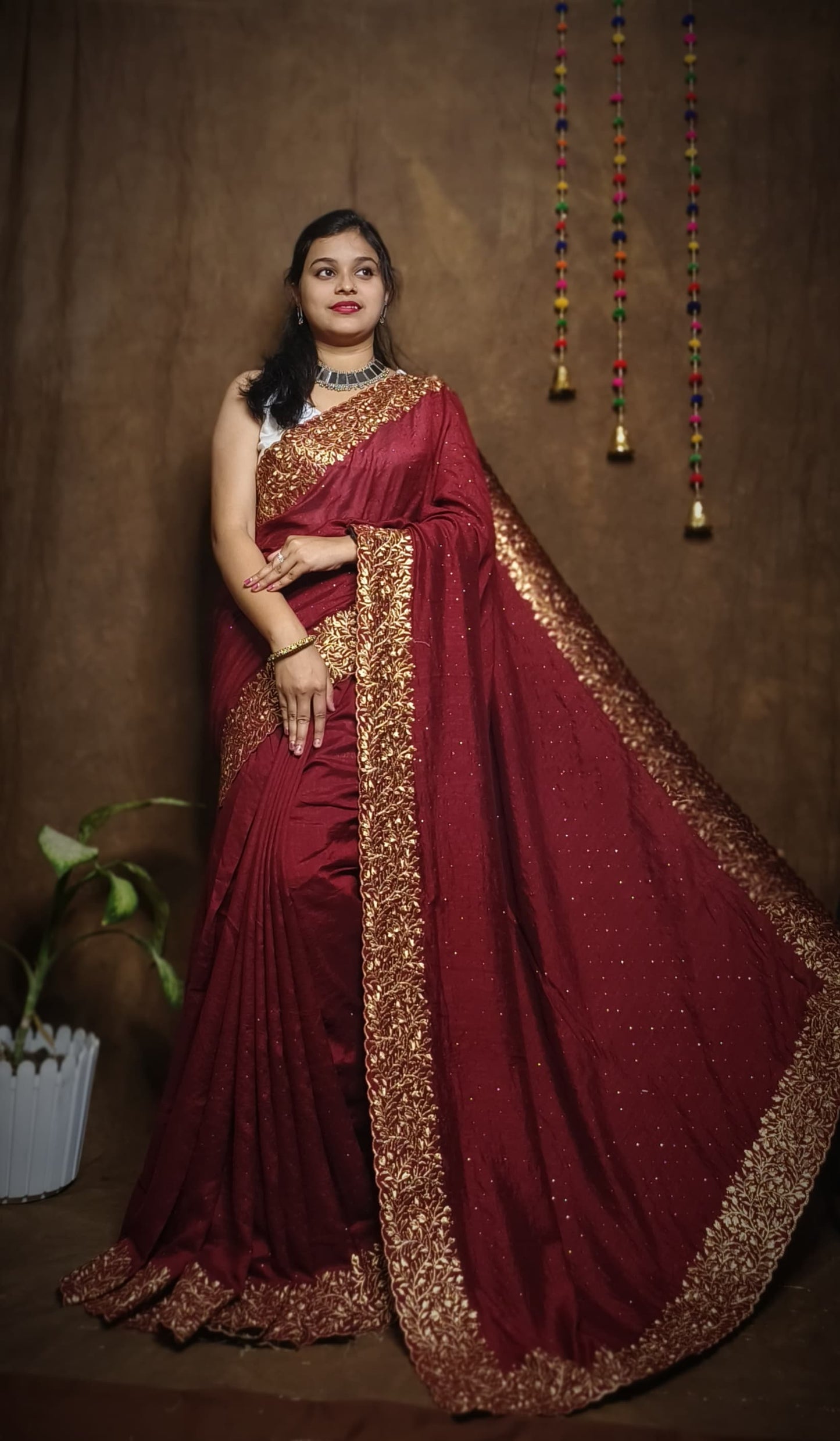 Premium Pure Vichitra Silk Saree with Heavy Zari Work Blouse