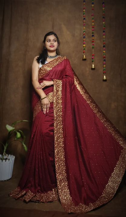 Premium Pure Vichitra Silk Saree with Heavy Zari Work Blouse