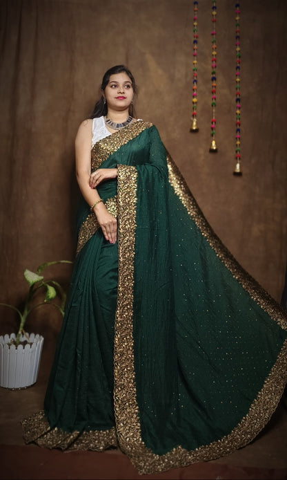 Premium Pure Vichitra Silk Saree with Heavy Zari Work Blouse