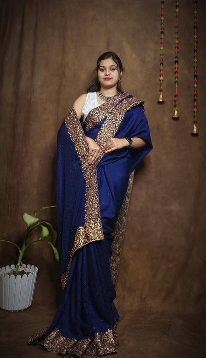 Premium Pure Vichitra Silk Saree with Heavy Zari Work Blouse