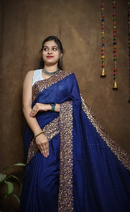 Premium Pure Vichitra Silk Saree with Heavy Zari Work Blouse