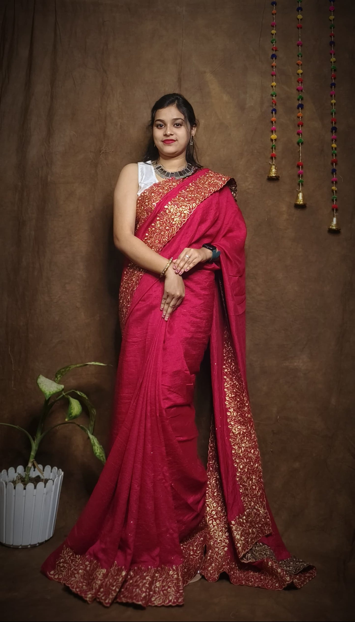 Premium Pure Vichitra Silk Saree with Heavy Zari Work Blouse