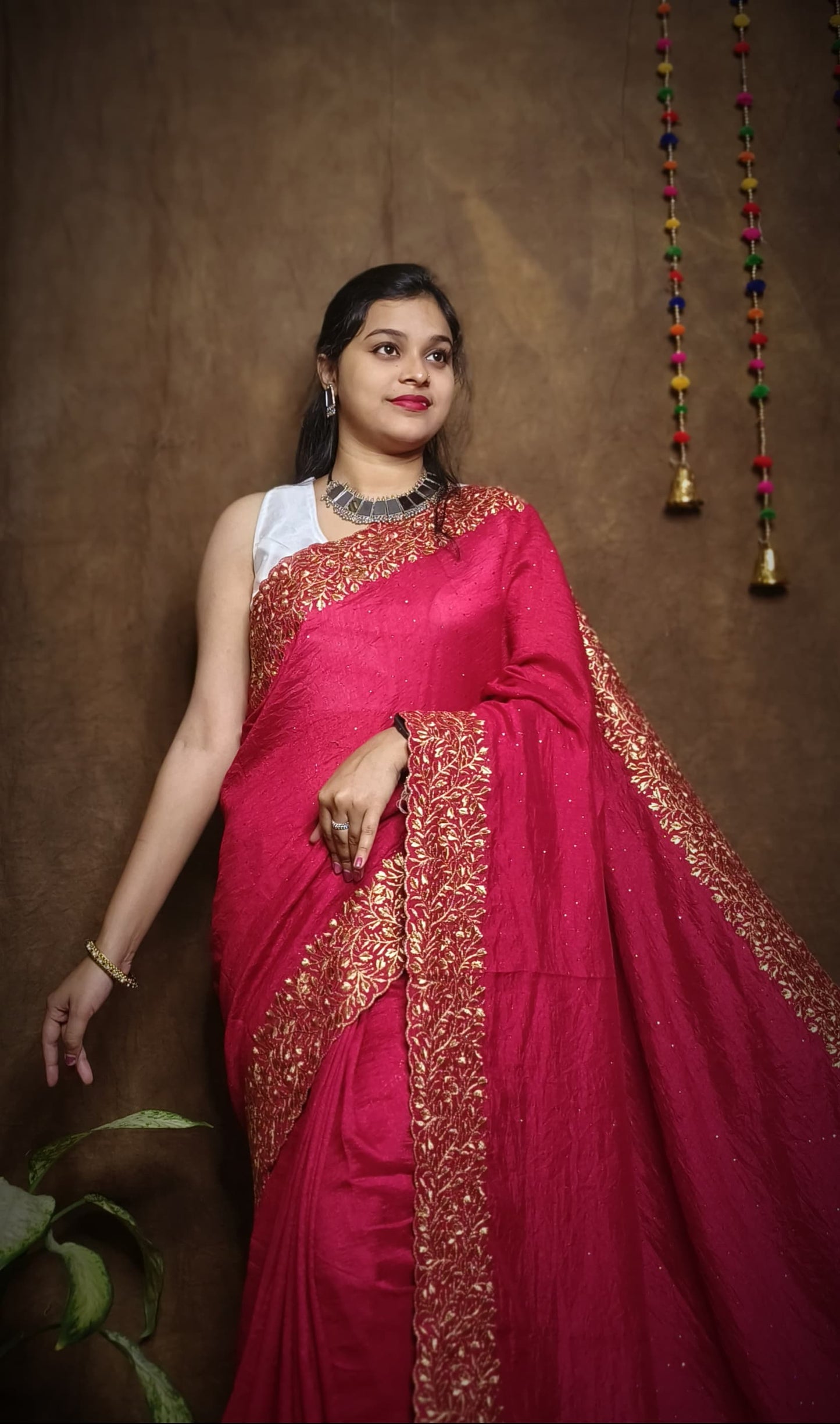 Premium Pure Vichitra Silk Saree with Heavy Zari Work Blouse