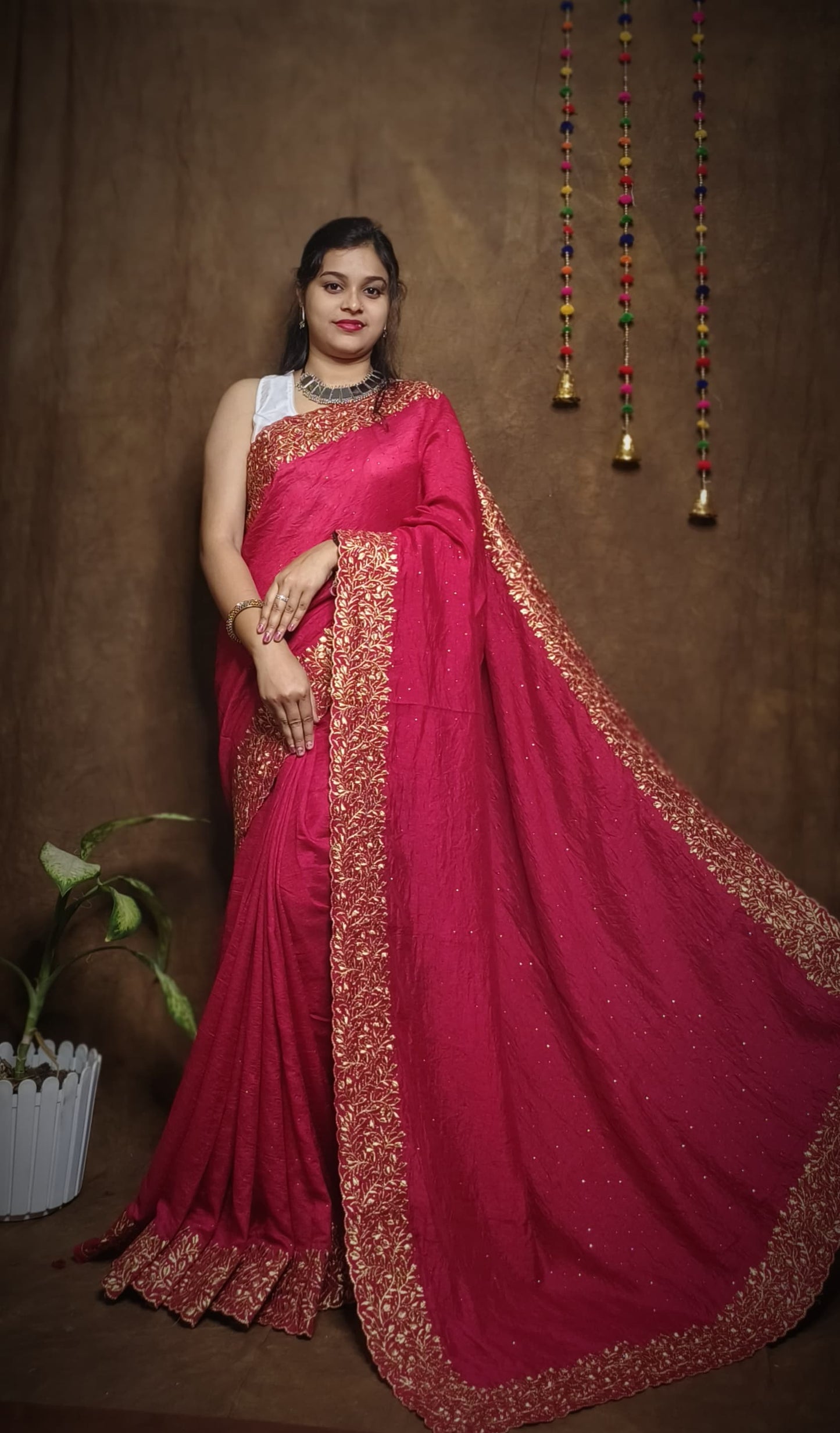 Premium Pure Vichitra Silk Saree with Heavy Zari Work Blouse