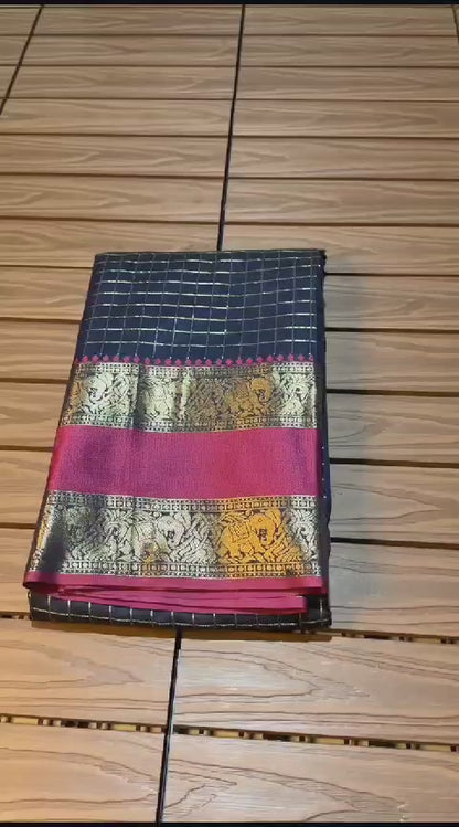 acquard Saree with Sona Chandi Zari Border