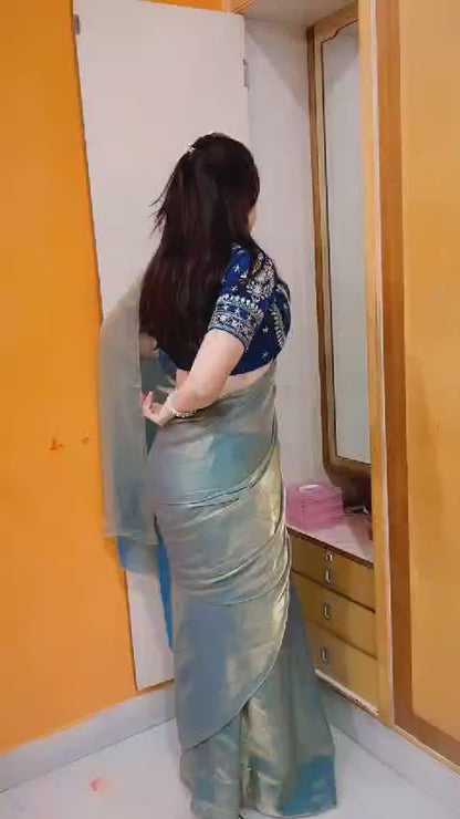 Space Silk Saree With Embroidery With Blouse