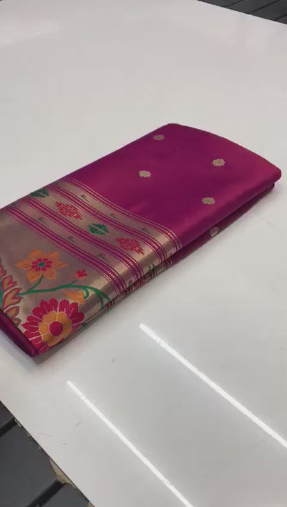 Paithani Saree with Ganga Jamuna Border and Rich Pallu