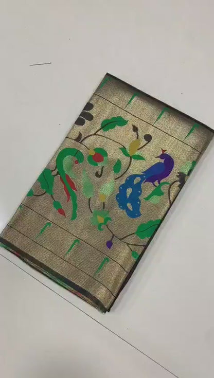 Pure Kanchivaram Paithani Silk Saree with Timeless Zari Beauty