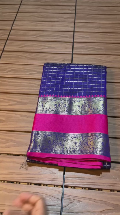 acquard Saree with Sona Chandi Zari Border